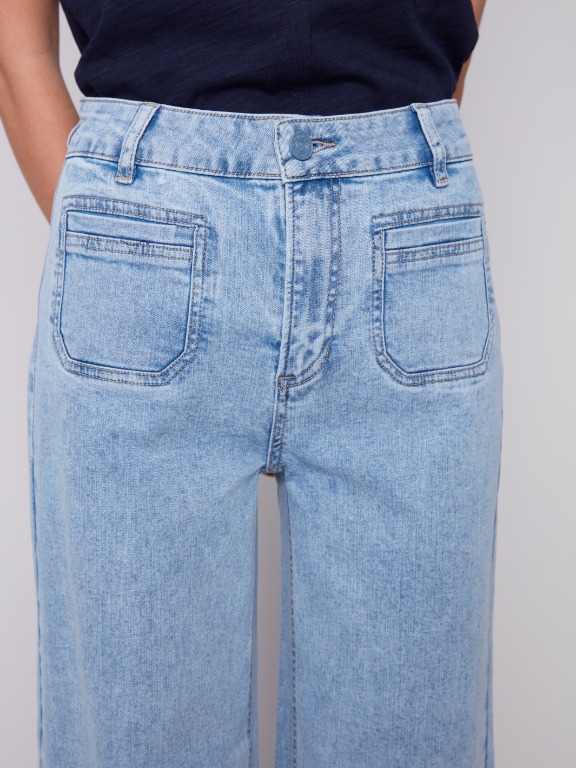 Jeans jambes larges taille haute