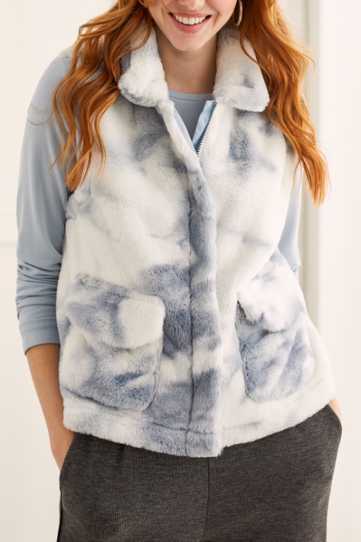 VESTE SANS MANCHE POILU 2 POCHES MOTIF