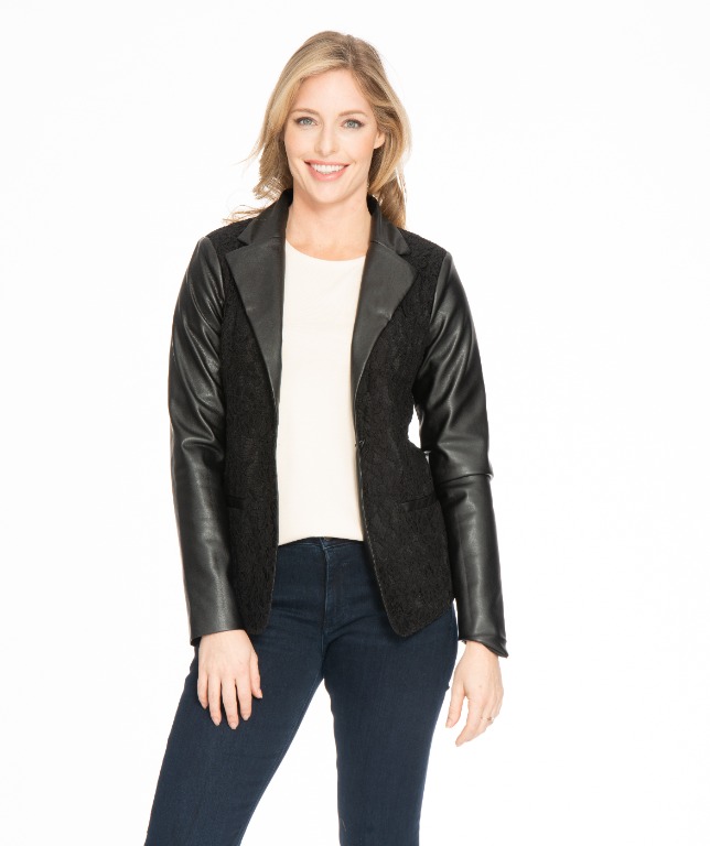 VESTON CHIC CUIR ET DENTELLE