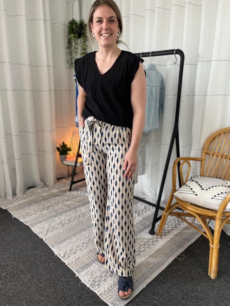 Pantalon motif jambe large