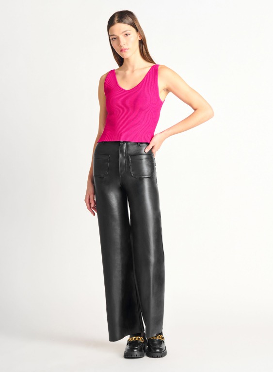 Pantalon simili-cuir chic poches avant