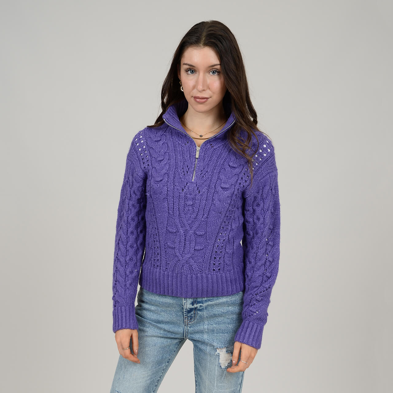CHANDAIL TRICOT ZIP TORSADE
