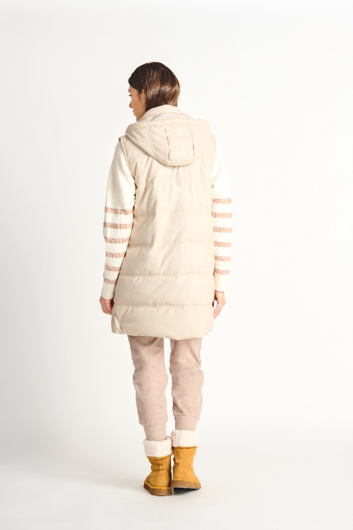 Veste sans manche longue simili-cuir