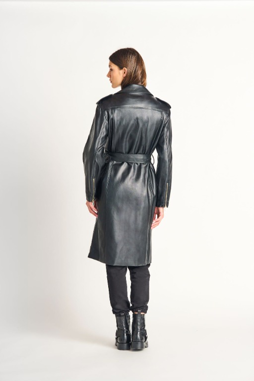 Manteaux chic long simili-cuir