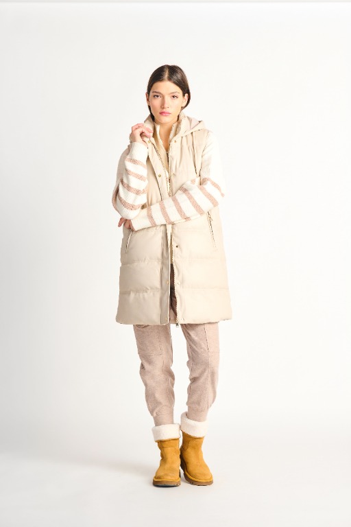 Veste sans manche longue simili-cuir
