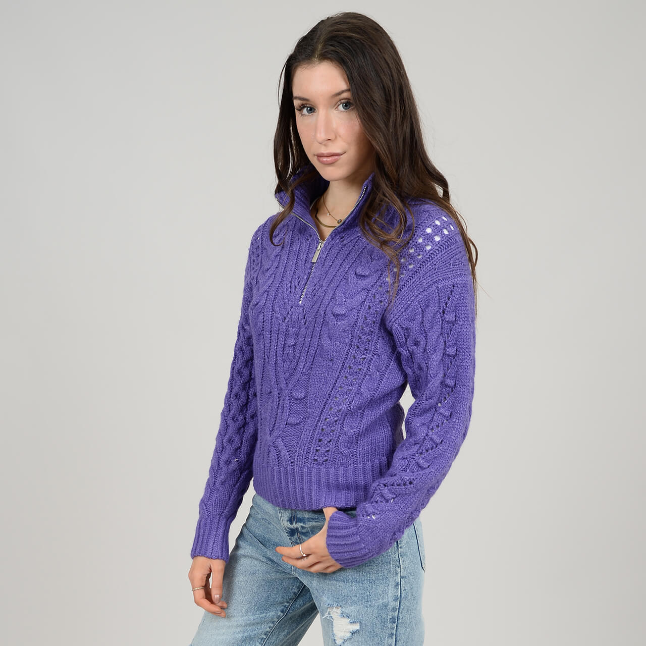 CHANDAIL TRICOT ZIP TORSADE