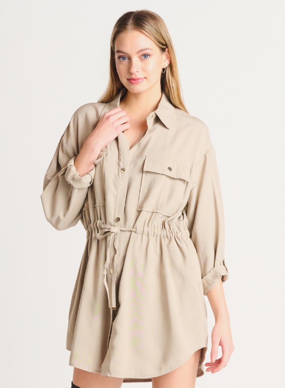 Robe chemisier boutonnée cintrée à la taille