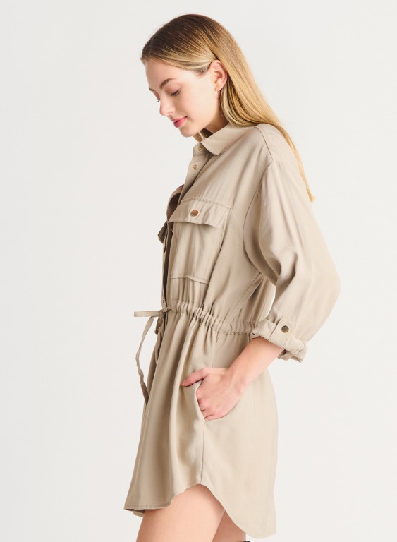 Robe chemisier boutonnée cintrée à la taille