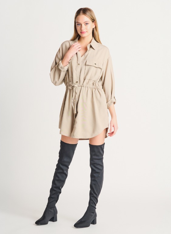 Robe chemisier boutonnée cintrée à la taille