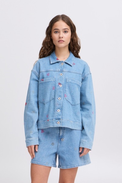 Veste jeans motifs broderies - 20122987 - Ichi