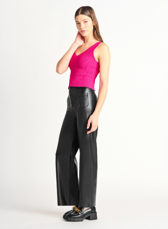 Pantalon simili-cuir chic poches avant
