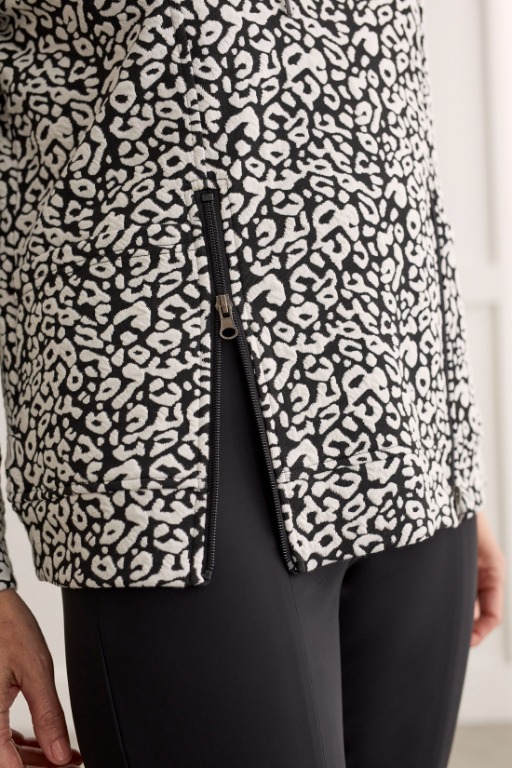 CHANDAIL CAPUCHON ZIP POCHES MOTIF