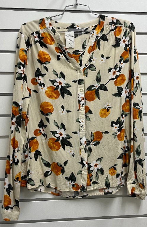 Blouse motif manches longues col en V