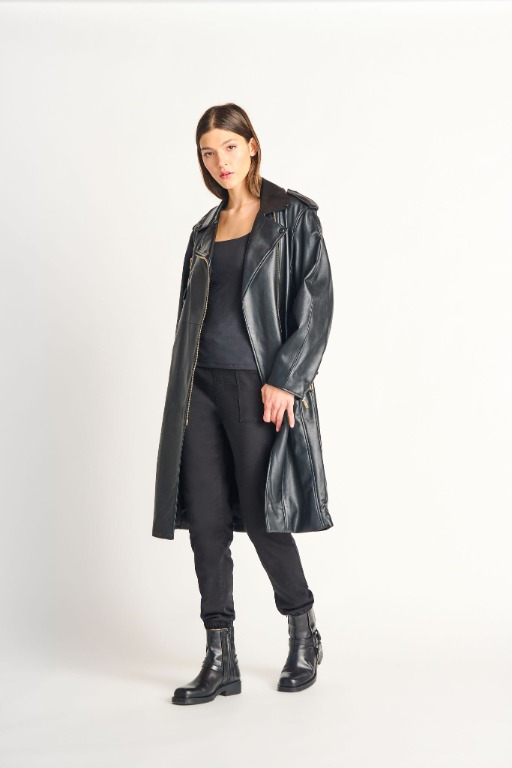 Manteaux chic long simili-cuir