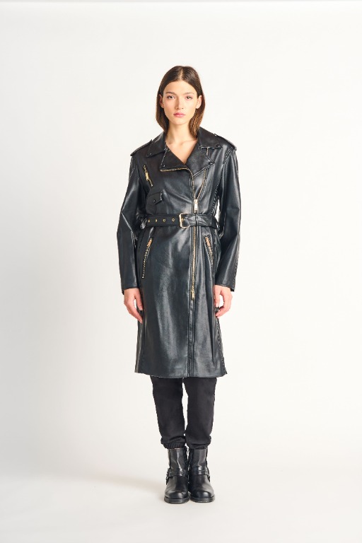 Manteaux chic long simili-cuir