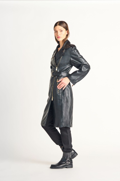 Manteaux chic long simili-cuir