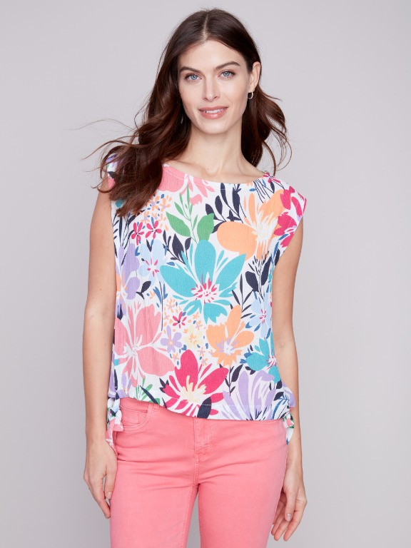 Camisole fleurie col rond