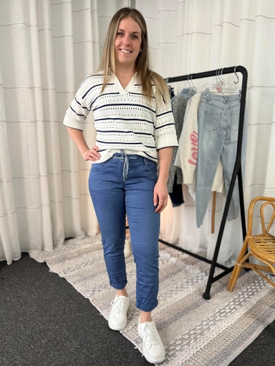 Chandail col polo tricot coton