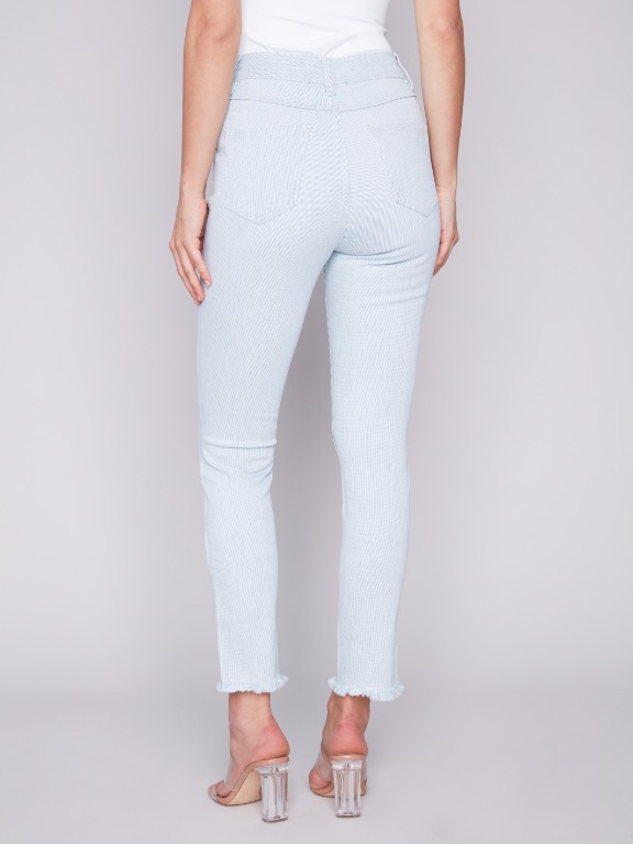 Jeans jambe ajustée rayé