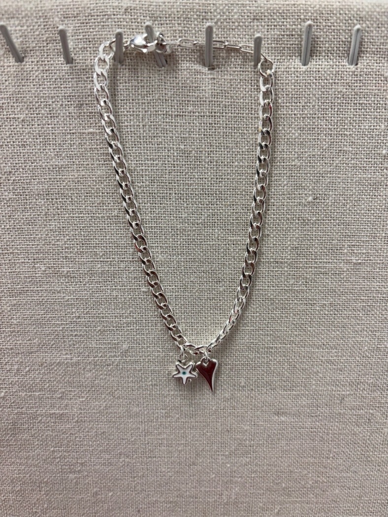 Bracelet de cheville breloque étoile et cœur - S9 - Athena Jewellery