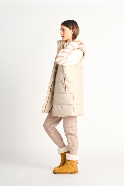 Veste sans manche longue simili-cuir