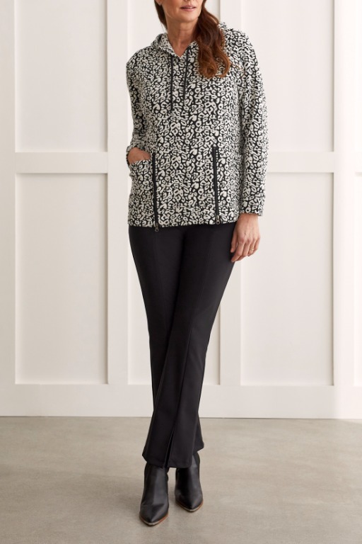 CHANDAIL CAPUCHON ZIP POCHES MOTIF