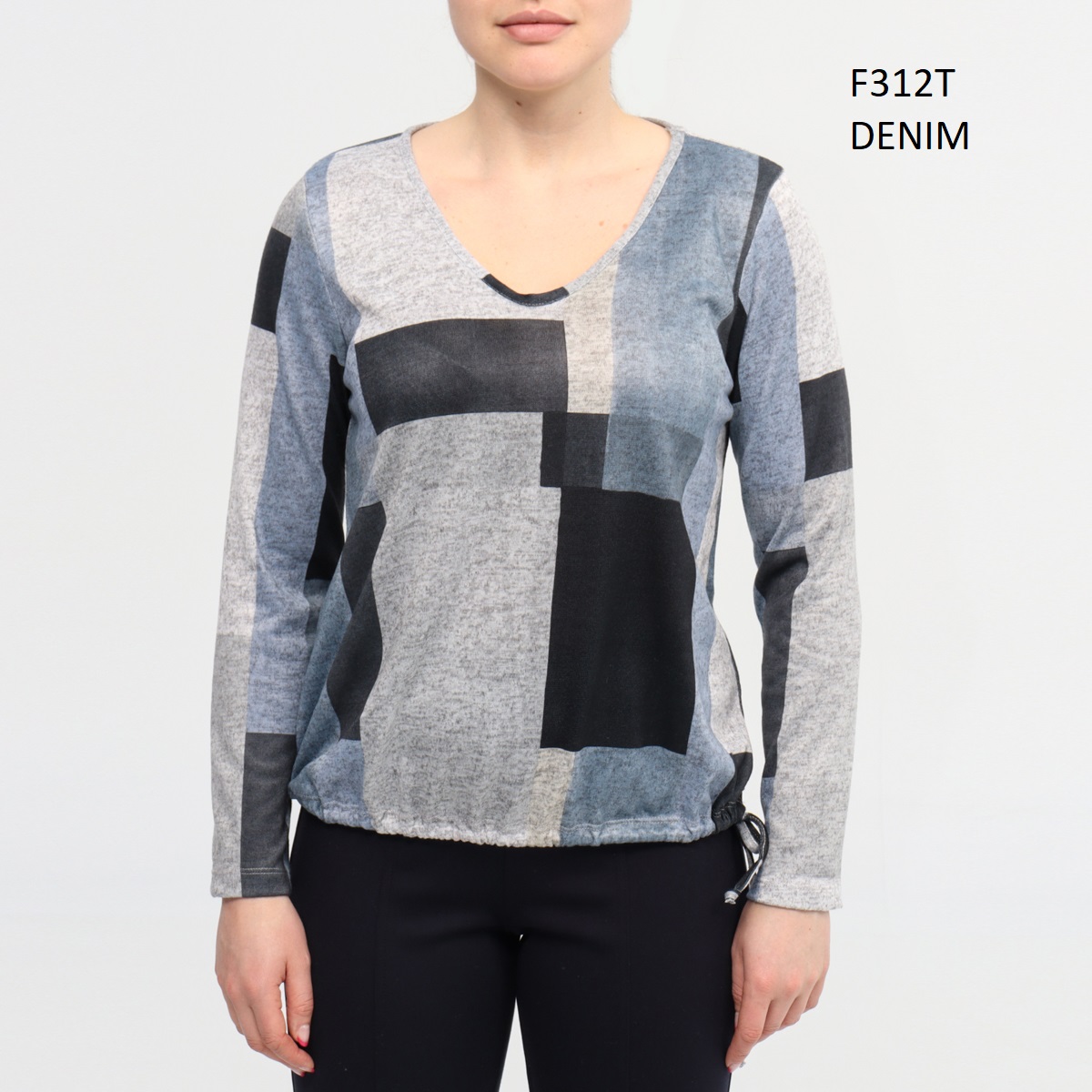 CHANDAIL COL ROND LACET BAS COLOR BLOCK