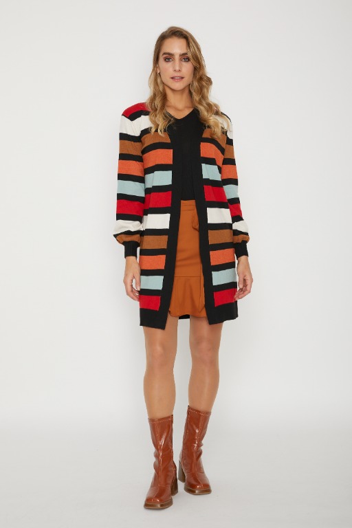 CARDIGAN TRICOT OUVERT RAYURE
