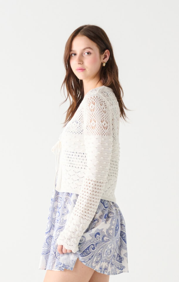 Cardigan tricot pointelle