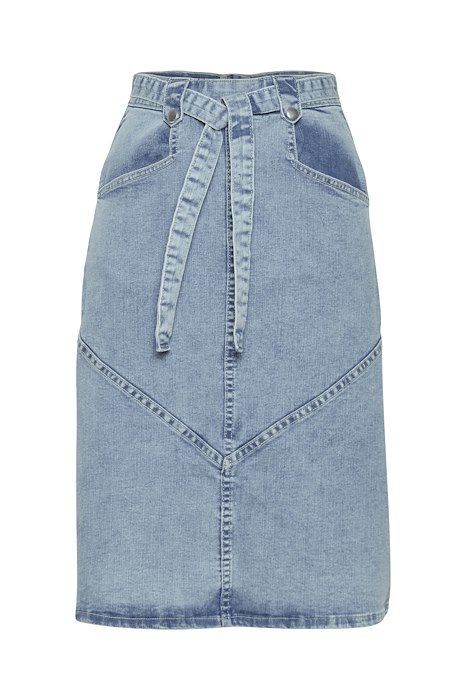 JUPE JEANS MI-LONGUE TAILLE HAUTE