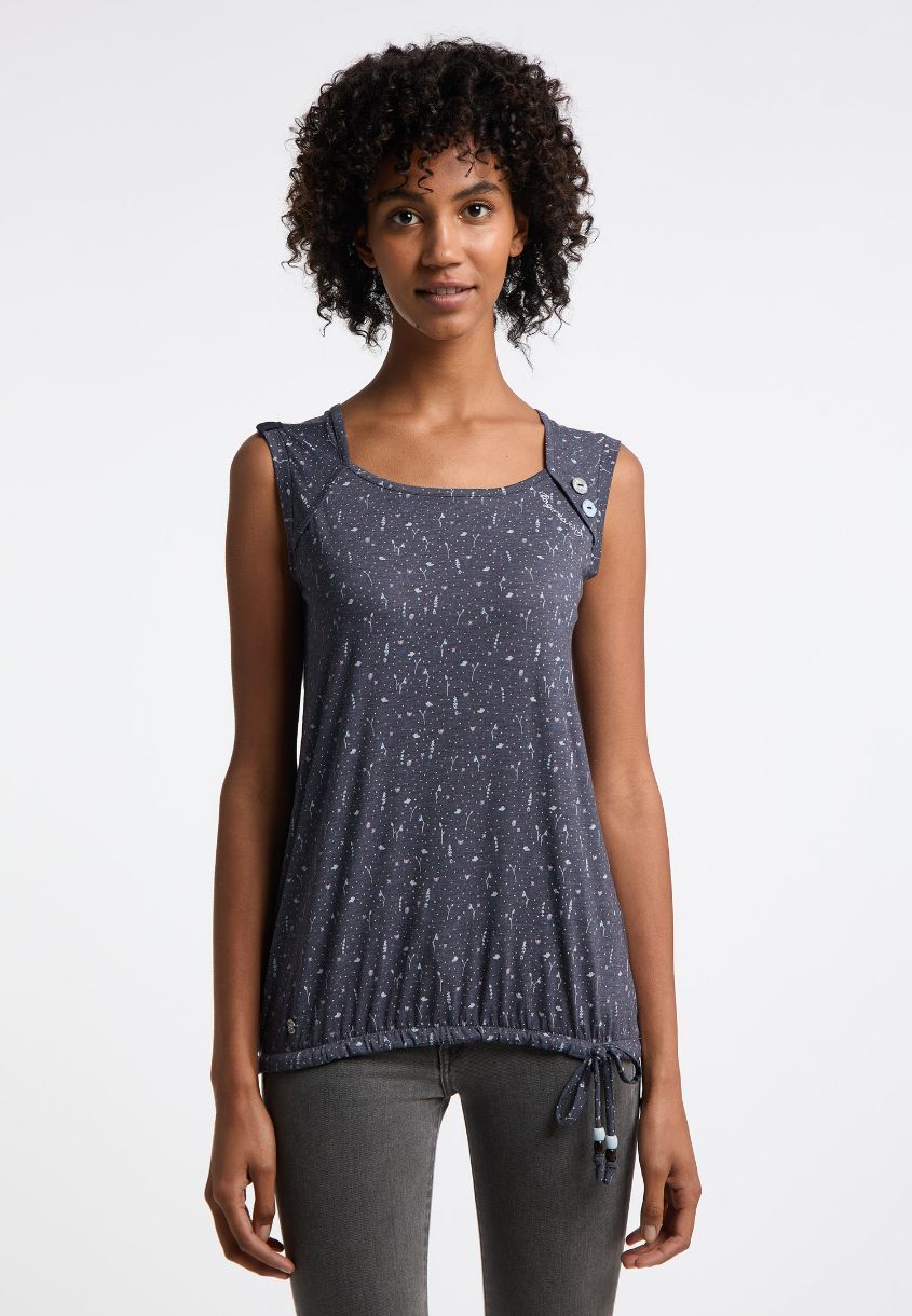 CAMISOLE PETIT MOTIF COL ROND BAS AJUSTA
