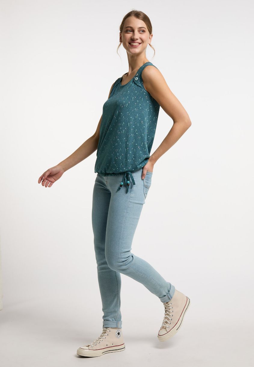 CAMISOLE PETIT MOTIF COL ROND BAS AJUSTA
