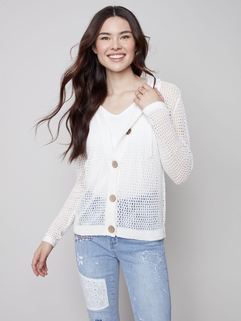 CARDIGAN CAPUCHON TRICOT BOUTONS - 2490.476B - Charlie B