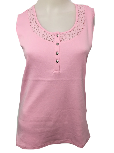CAMISOLE COL ROND POINTEL BOUTONS
