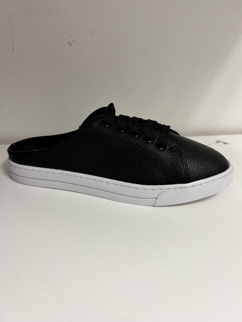 MULLE LACETS UNI SIMILI CUIR NOIR