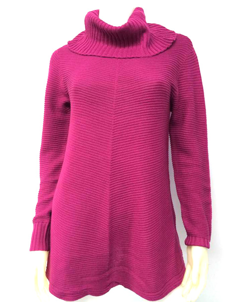 CHANDAIL COL ROULE UNI TRICOT LIGNE A